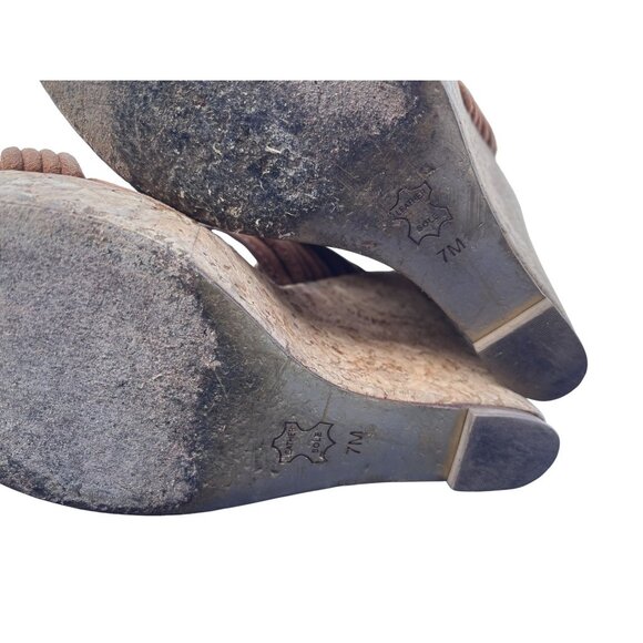 Tory Burch Womens Brown Suede Beaded Cork Wedge Sandals Size 7.5 - Picture 7 of 7